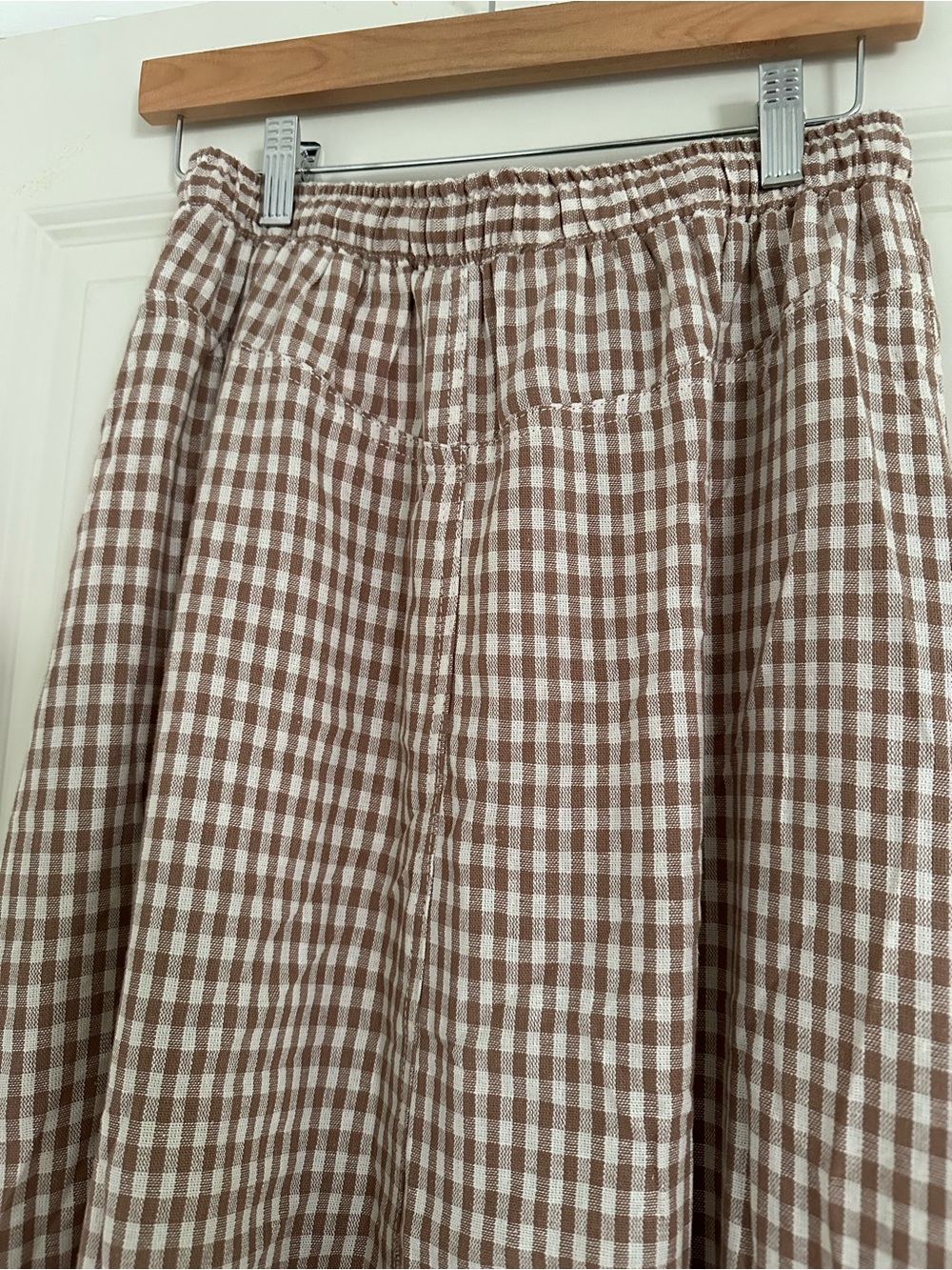 Max Studio Brown and Cream Gingham Maxi Skirt - Picture 6 of 6